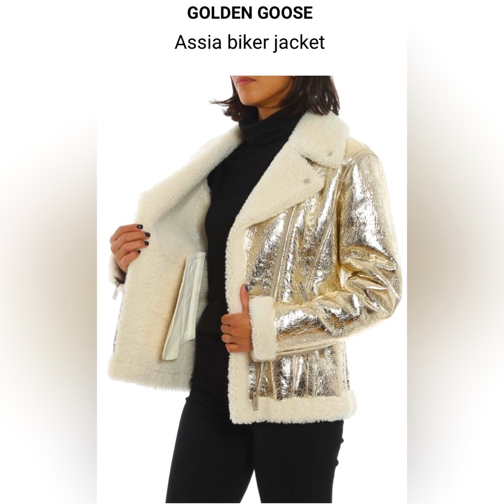 Golden Goose Assia sheepskin jacket in laminated leather/shearling lining NEW🔥 - Picture 4 of 15